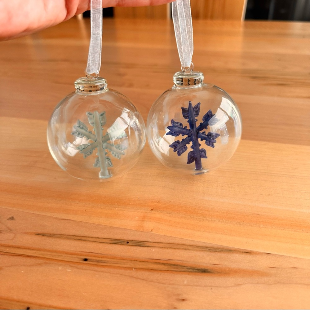 Clear glass snowflake ornaments